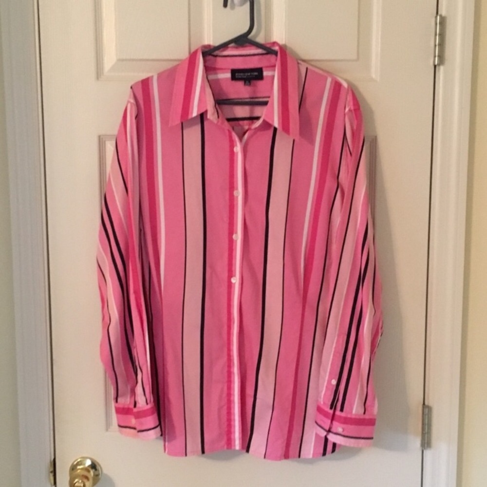 Jones NY Pink Striped Blouse